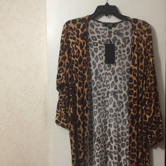Leopard print ankle length cardigan / duster - Picture 8 of 9